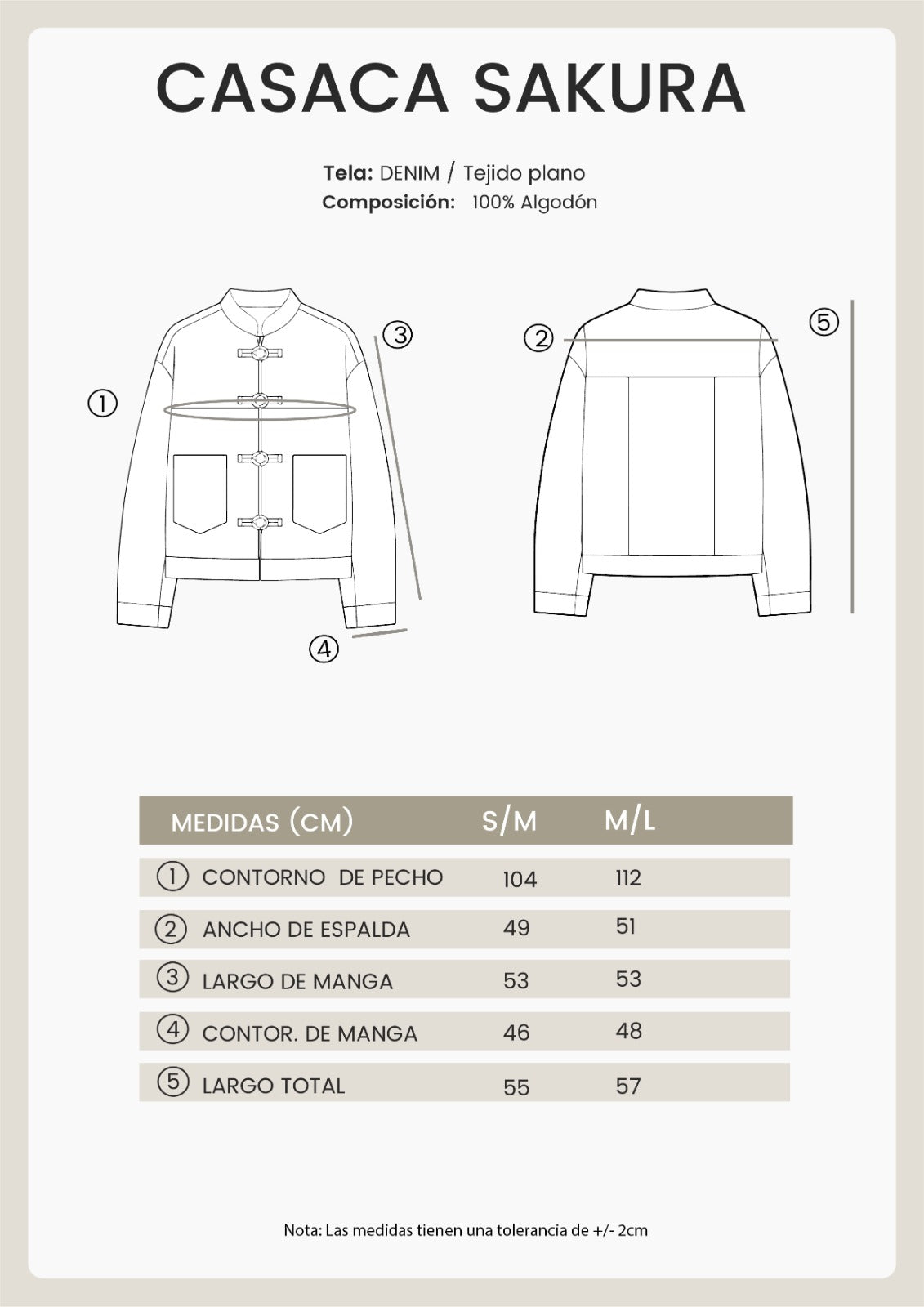 CASACA CON BOTONES DE ESTILO ORIENTAL AZUL CRISTAL - SAKURA [PRE-VENTA]