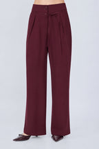 PANTALÓN SASTRERO CON LAZO Y PLIEGUES DELANTEROS BURGUNDY- MELISSA