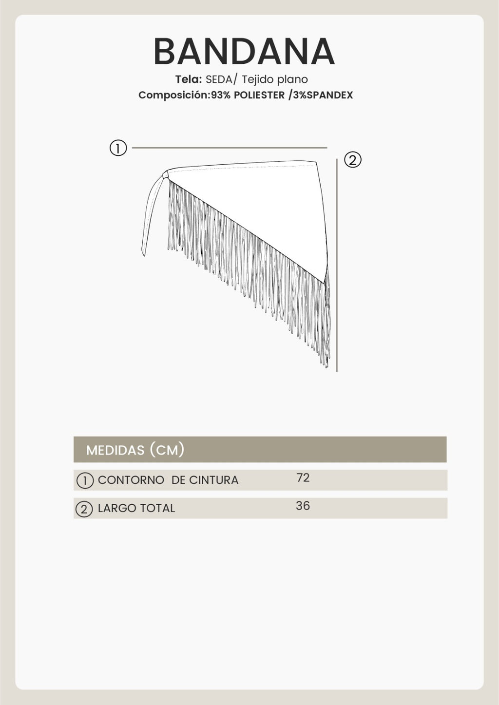 BANDANA DE SEDA CON DETALLE DE FLECOS