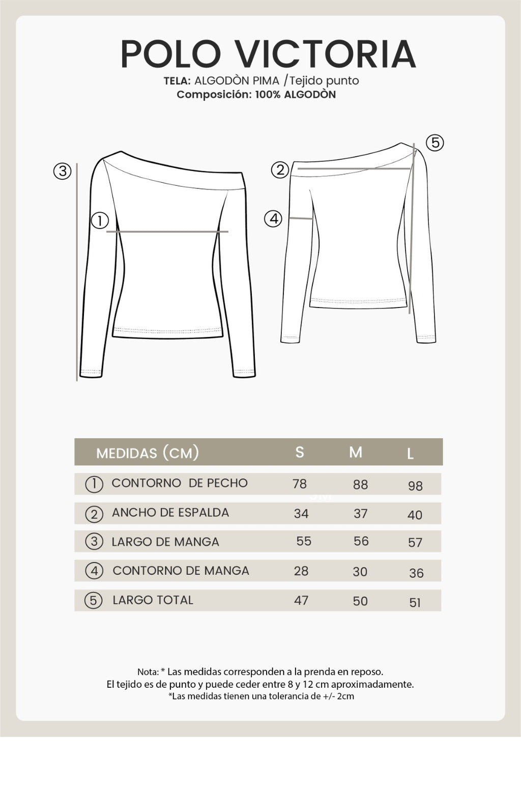 POLO DE ESCOTE ASIMETRICO MANGA LARGA TOPO - VICTORIA