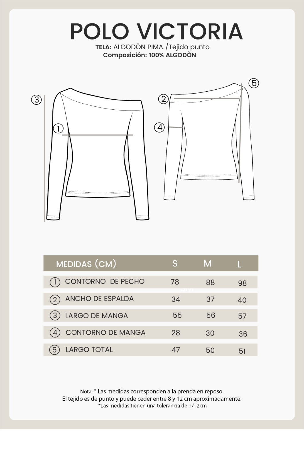 POLO DE ESCOTE ASIMETRICO MANGA LARGA TOPO - VICTORIA