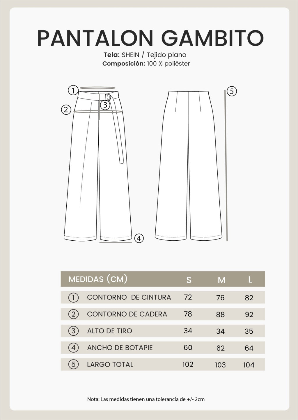PANTALÓN SASTRERO CON PINZAS Y TIRANTES REGULABLE BEIGE - GAMBITO