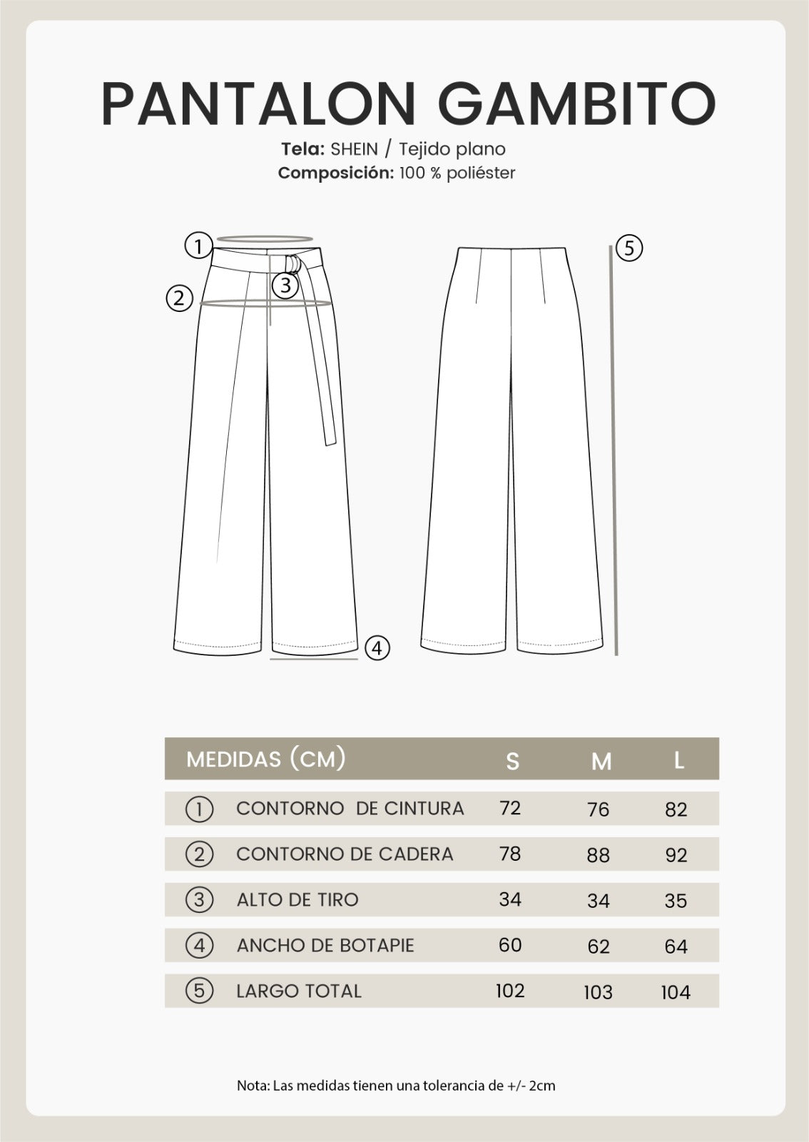 PANTALÓN SASTRERO CON PINZAS Y TIRANTES REGULABLE BEIGE - GAMBITO