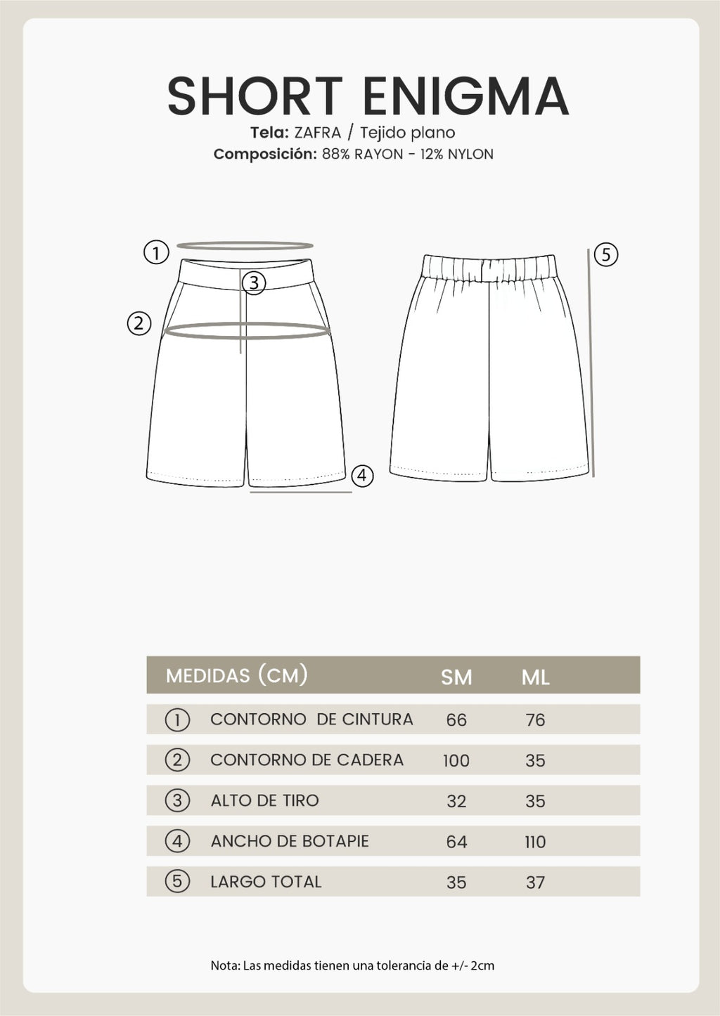 SHORT CON BOLSILLOS LATERALES Y ELÁSTICO POSTERIOR PERLA - ENIGMA