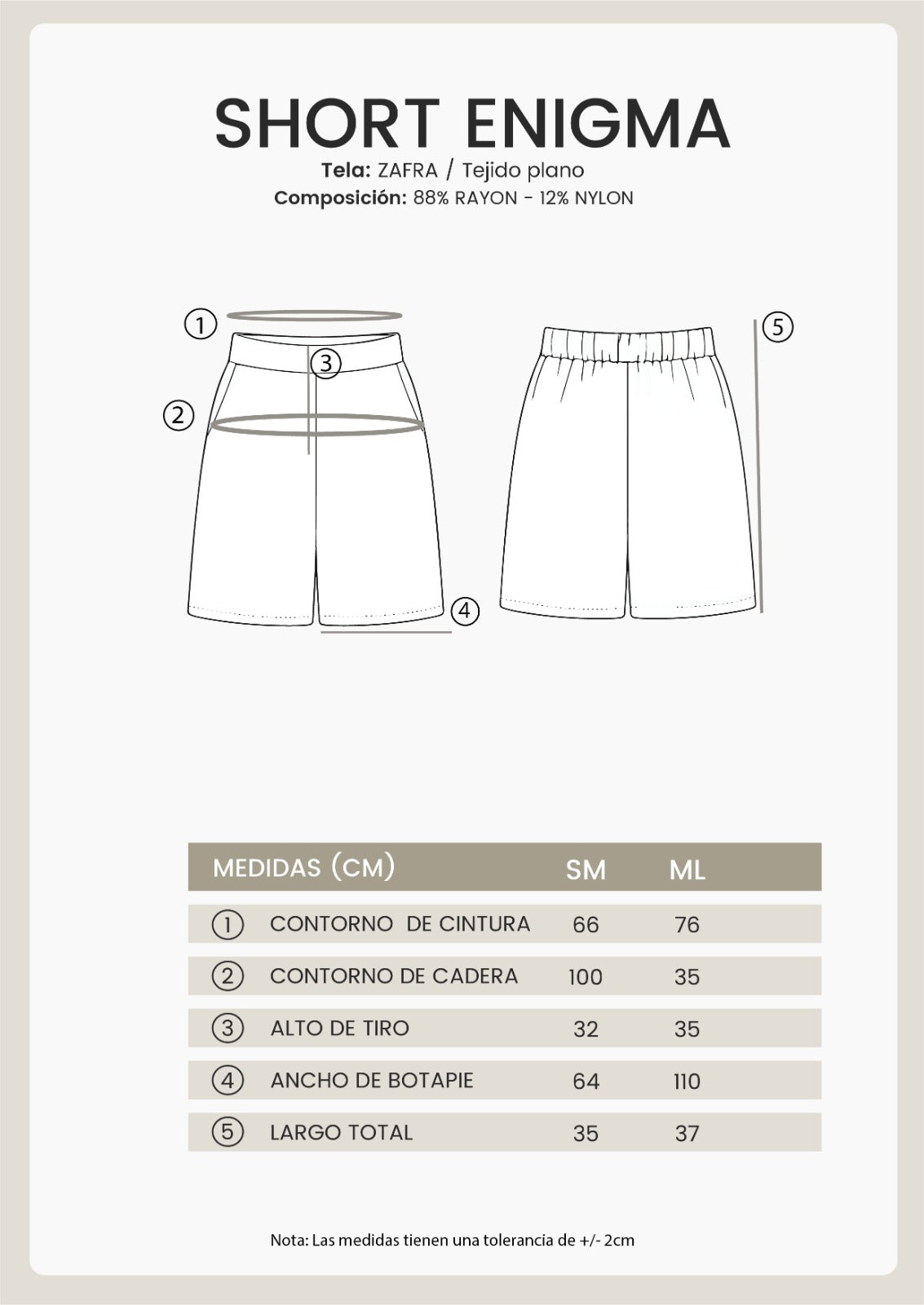 SHORT CON BOLSILLOS LATERALES Y ELÁSTICO POSTERIOR PERLA - ENIGMA