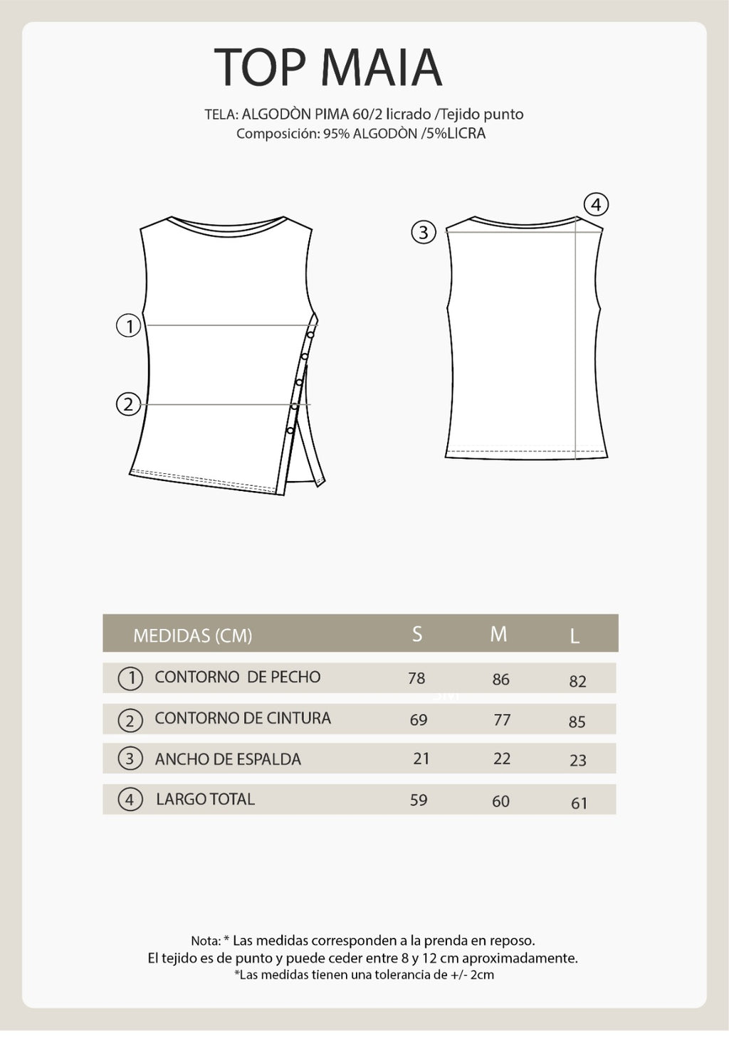 TOP MANGA CERO CON BOTONES LATERALES PERLA - MAIA