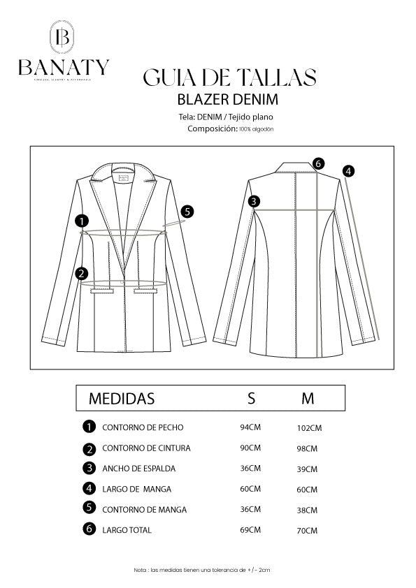 BLAZER DENIM CON BOLSILLOS FUNCIONALES DE MUJER BANATY