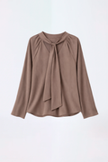 Blusa cuello V con lazo para amarrar cocoa - Alice