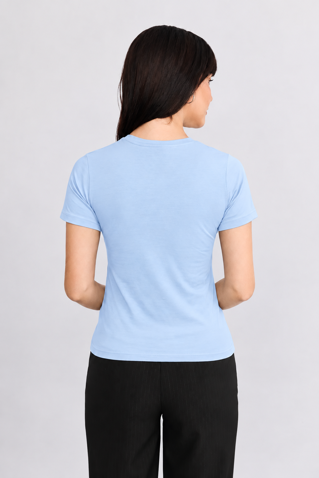 POLO BASICO PARA MUJER DE VISCOSA CELESTE  - CAMILA