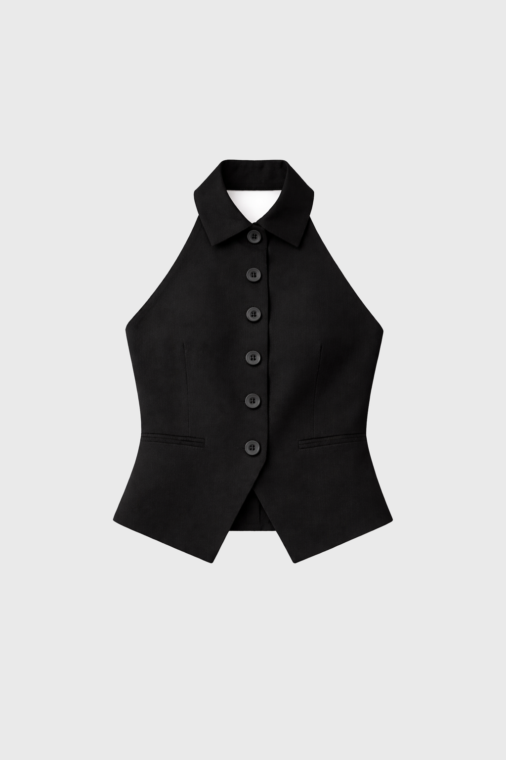 CHALECO CON CUELLO CAMISERO NEGRO - HANNAH