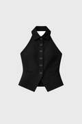 CHALECO CON CUELLO CAMISERO NEGRO - HANNAH