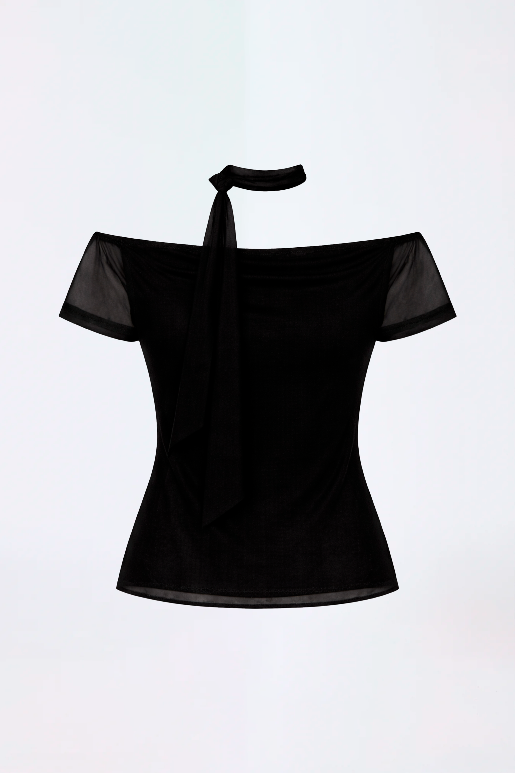 TOP EN TULL CON CHALINA EXTRA NEGRO -  LUNA