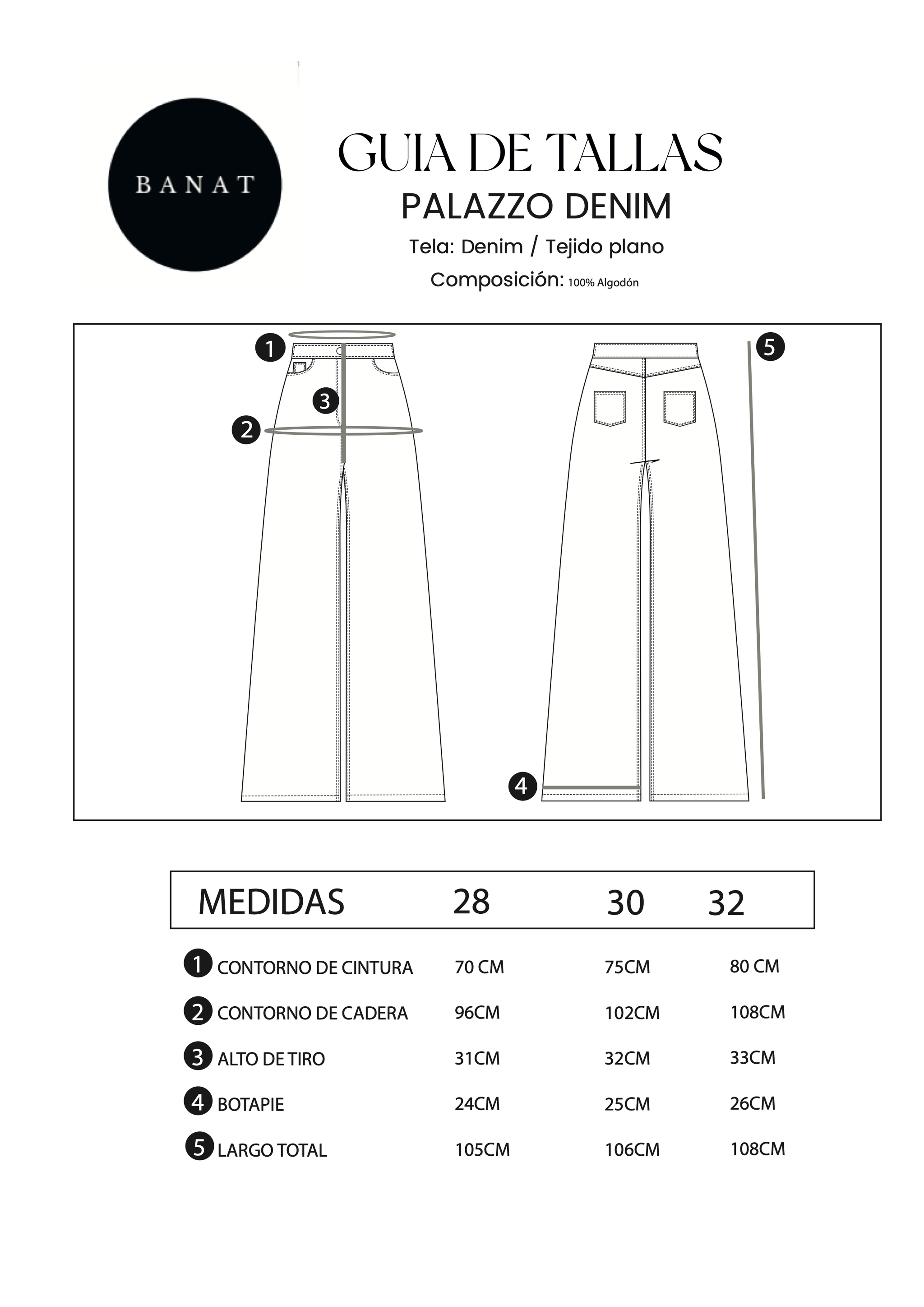 Palazzo Denim a la cintura con bolsillos Celeste Day