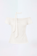 TOP EN TULL CON CHALINA EXTRA PERLA -  LUNA