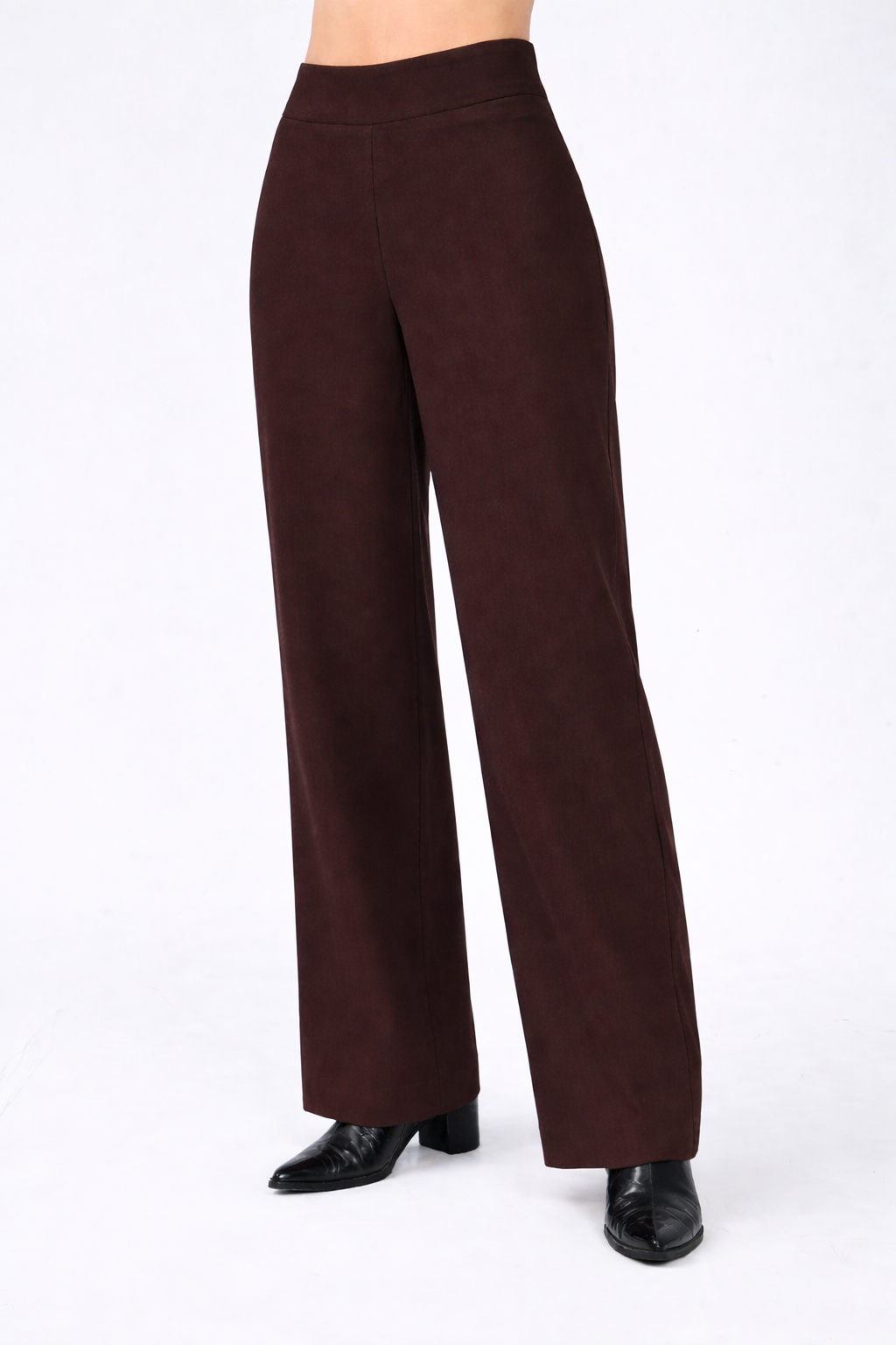 Pantalón recto con cierre lateral invisible Marrón - Sienna